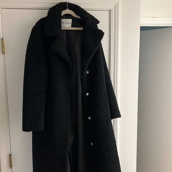 Stand Studio Black Teddy Jacket size 38 - Picture 1 of 4